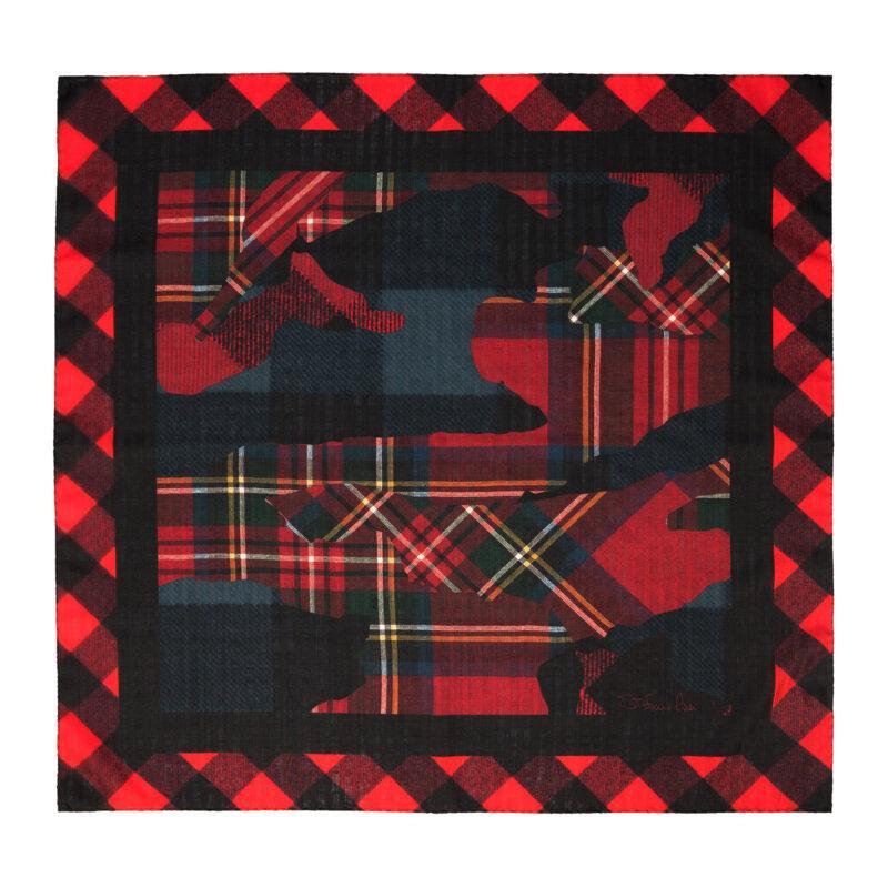 CAMO AND TARTAN PRINTED WOOL/SILK BANDANA
