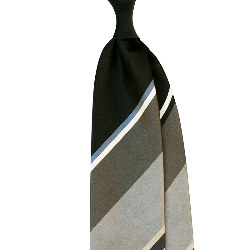 PANEL BLOCK STRIPE SATIN TIE - BLACK/DARK GREY
