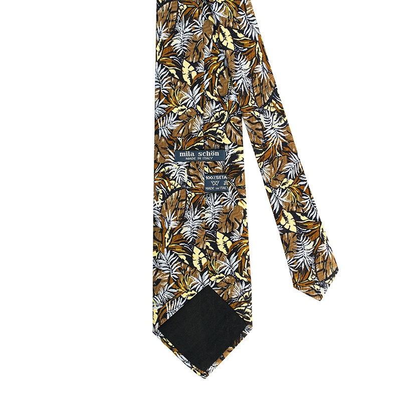 Leaves Motif Original Vintage Silk Tie - Image 3
