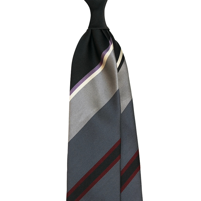 PANEL BLOCK STRIPE SATIN TIE - DK GREY/GREY