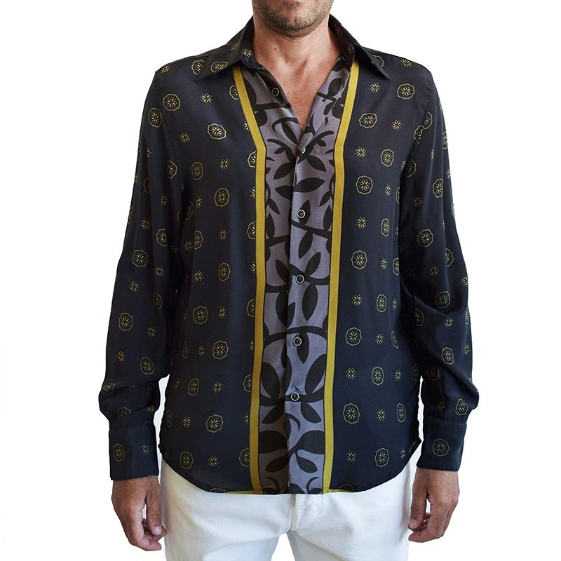 Mens Silk Dress Shirt Black Color