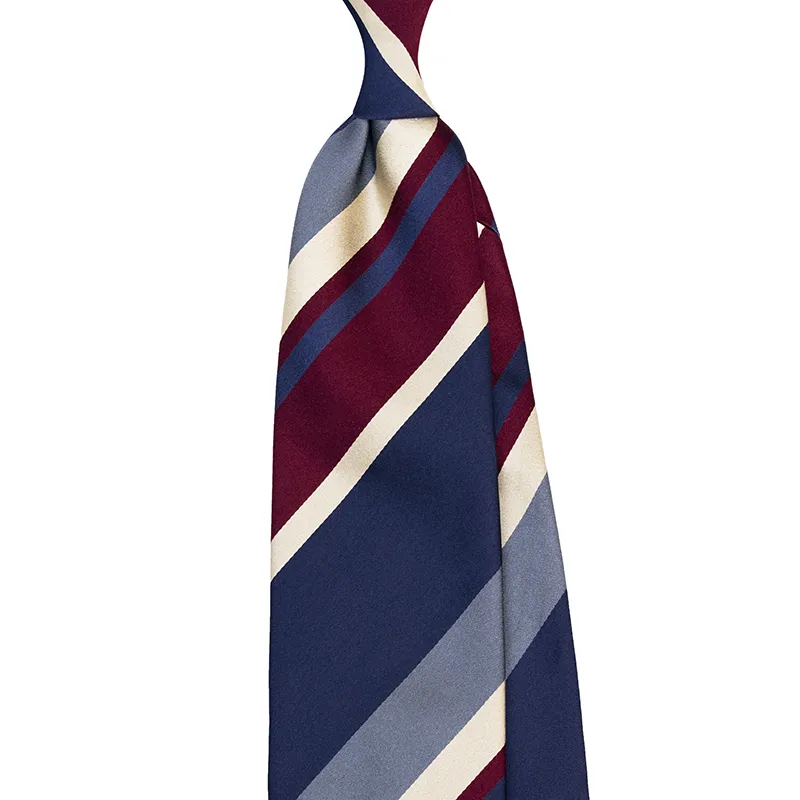 Panel Block Stripe Silk Satin Tie – Navy/Burgundy