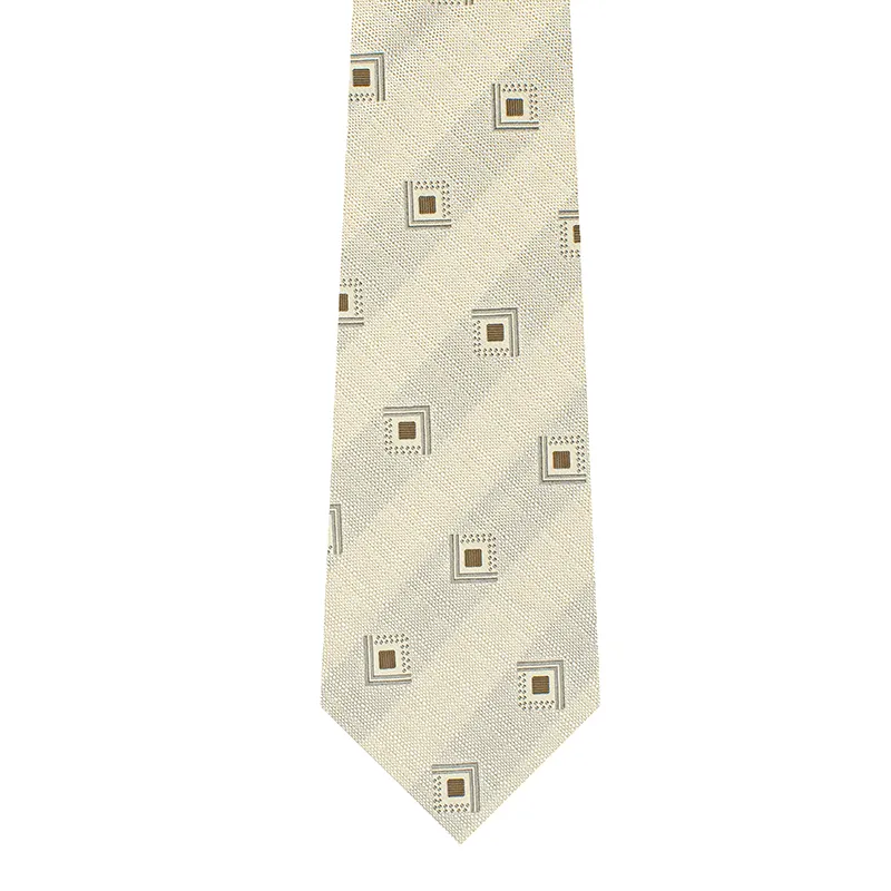 Diamond Motif Woven Silk Satin Tie - White Custom made in Italy by Stefano Cau