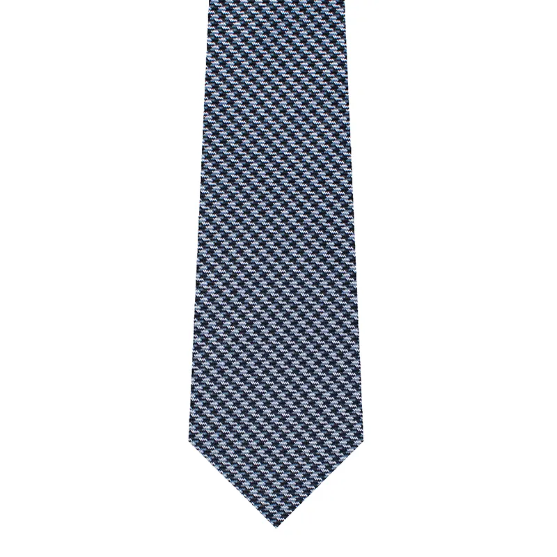 Houndstooth Motif Woven Silk Tie - Black/Grey Handmade in Italy by Stefano Cau