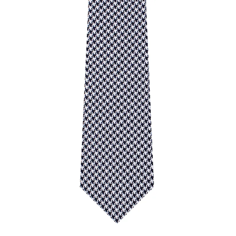 Houndstooth Motif Woven Silk Tie - Pink