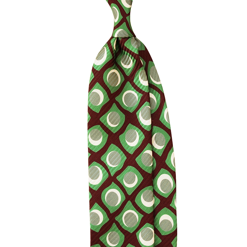 Abstract geometric motif printed silk tie, custom made in Como from Stefano Cau.
