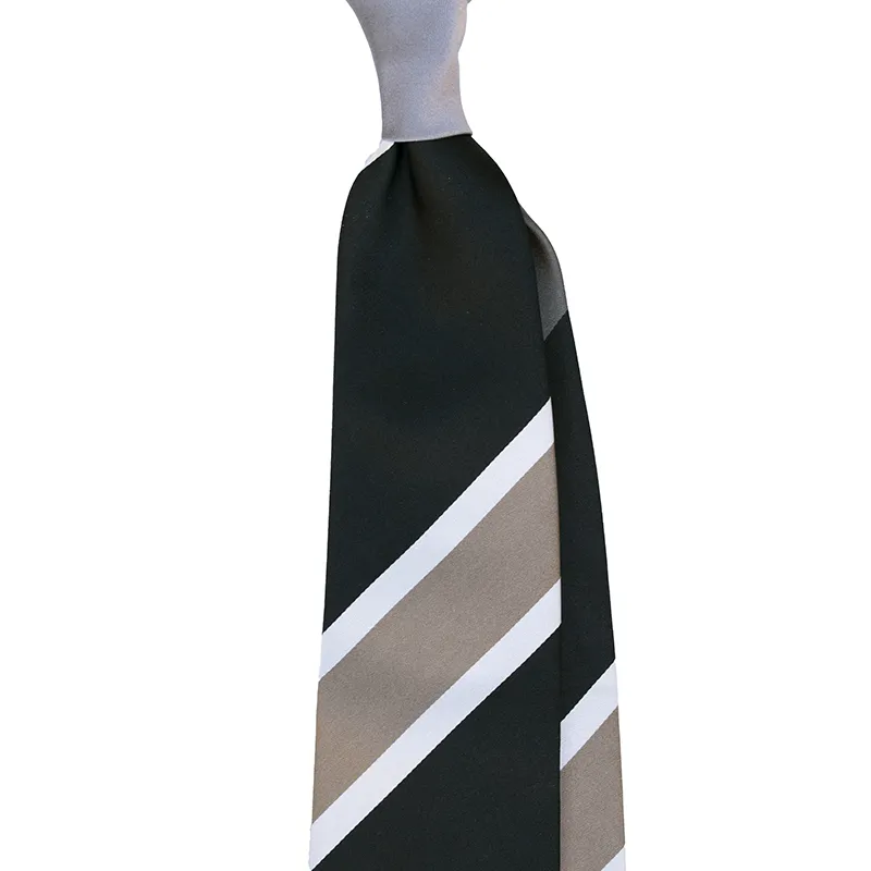 Panel Block Stripe Silk Satin Tie in Grey and Black color.