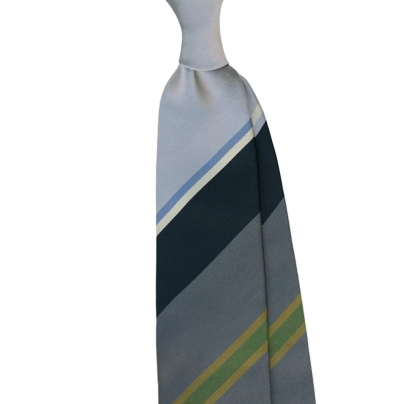 Panel Block Stripe Silk Satin Tie Grey and Black color. Custm handmade in Italy by Stefano Cau