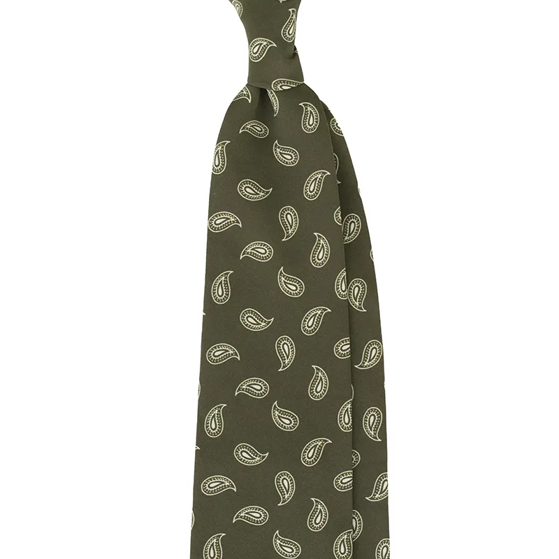 Small Paisley Motif Printed Silk Bandana Tie custom made in Italy by Stefano Cau.
