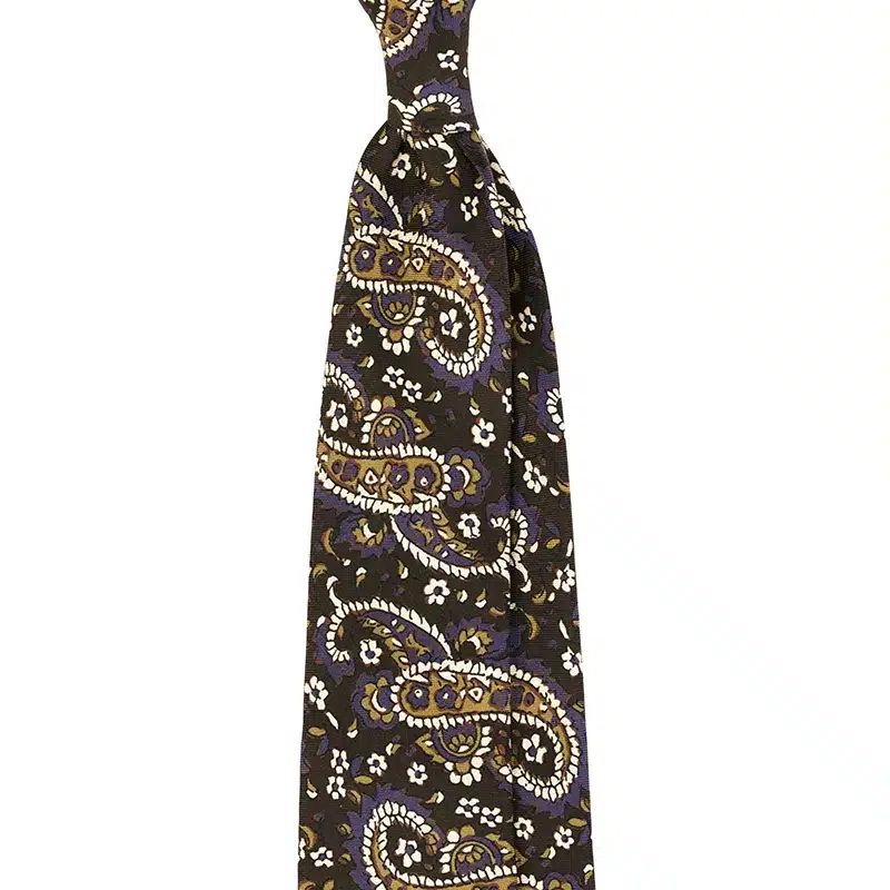 Twilight Paisley Motif Printed Silk Tie Custom made in Italy by Stefano Cau