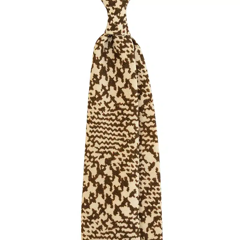 Dynamic Houndstooth Motif Printed Wool Tie. HAndmade by Stefano CAu.
