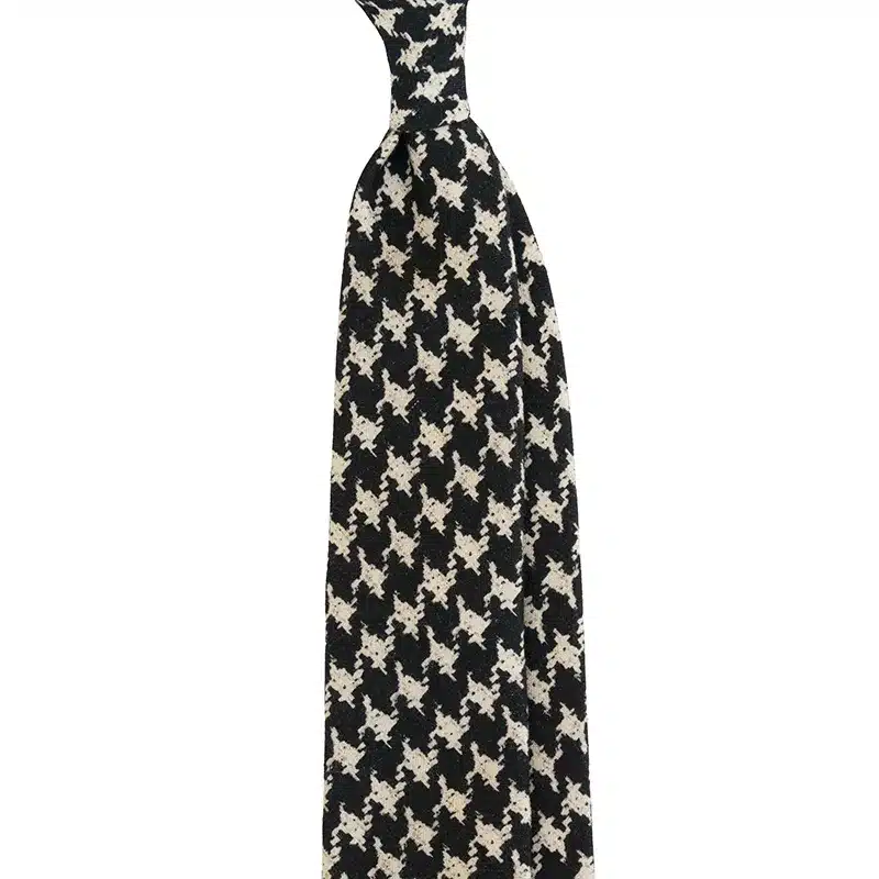 Timeless Houndstooth Motif Printed Wool Tie. Custom made in Como by Stefano Cau.
