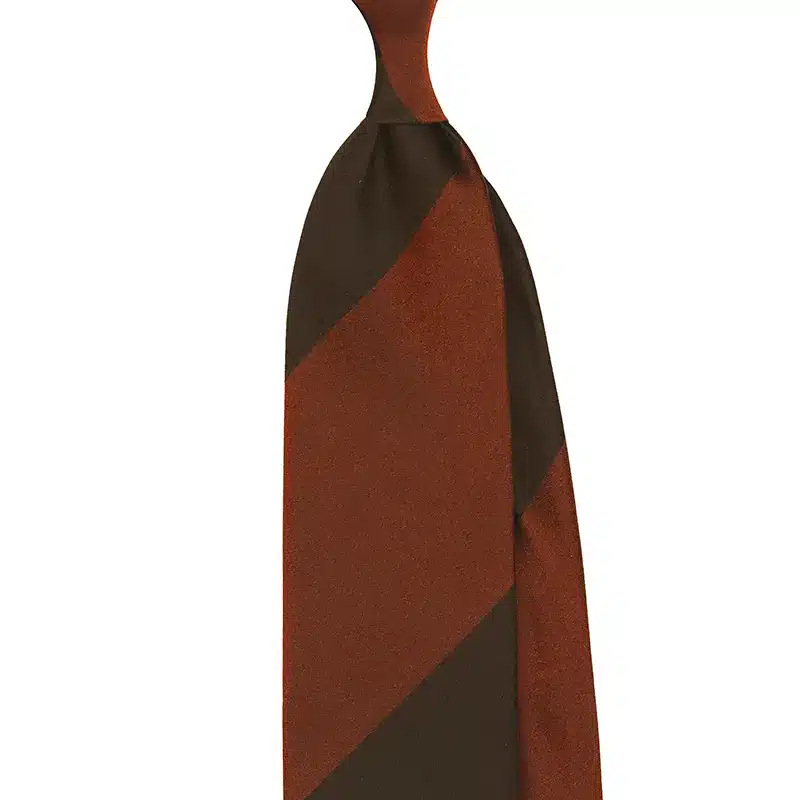 PANEL BLOCK STRIPE SATIN TIE - Brown/Rust
