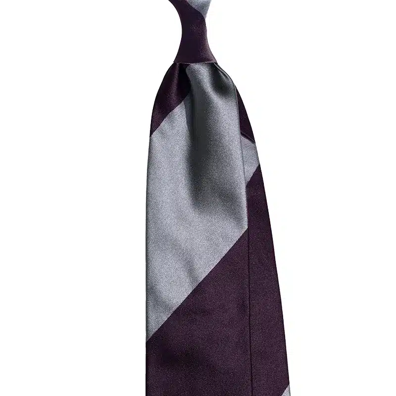 PANEL BLOCK STRIPE SATIN TIE - BLACK/Purple