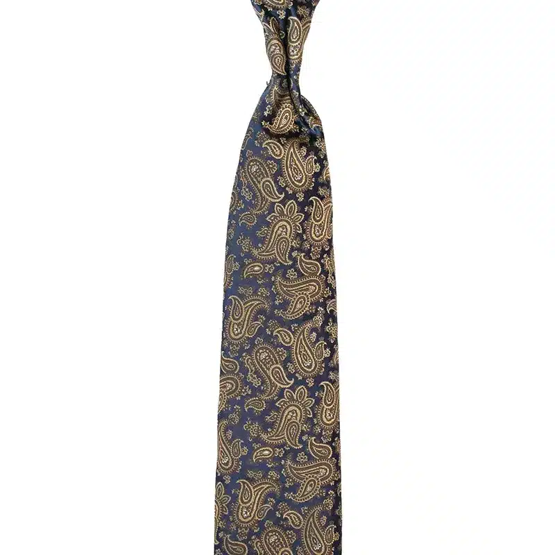 Regal Paisley Woven Silk Tie - Navy Bespoke tie by Stefano Cau