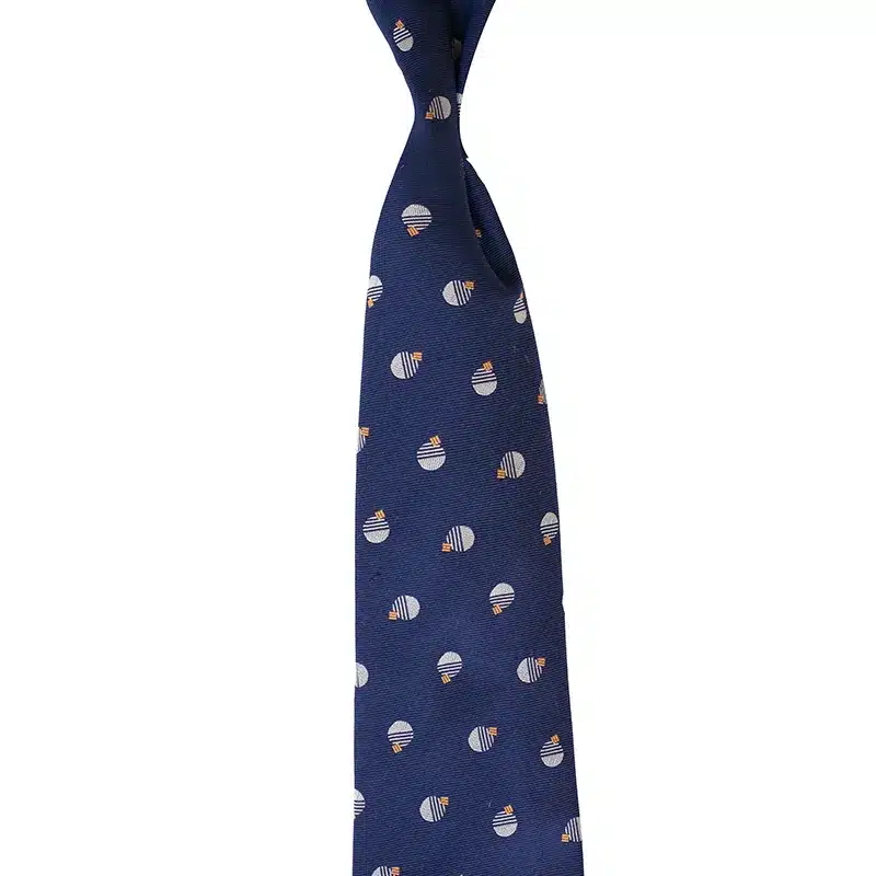 Minimalist Globe Pattern Woven Silk Tie Made in Italy By Stefano Cau