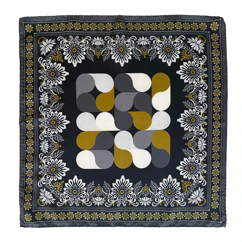 Neon Bloom Printed Silk Pocket Square by Stefano Cau