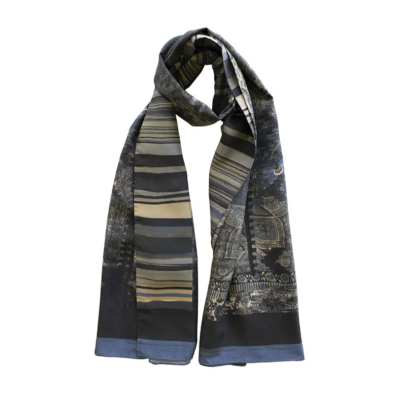 Sicilian Ornamental Printed Silk Habotai Scarf by Stefano Cau
