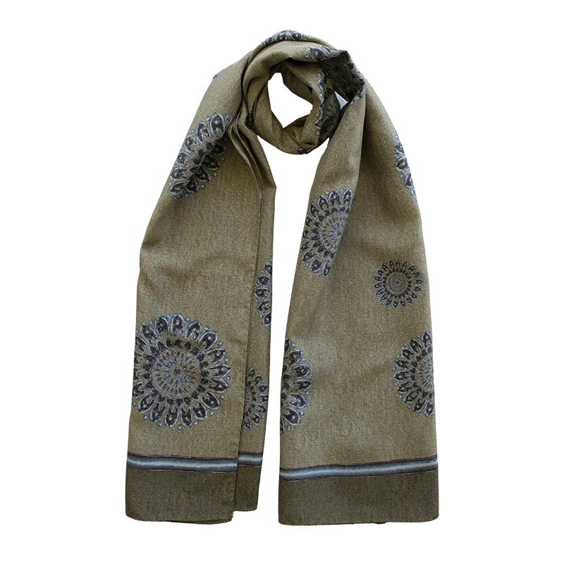 Florentine Echo Printed Silk Habotai Scarf - Sand by Stefano Cau