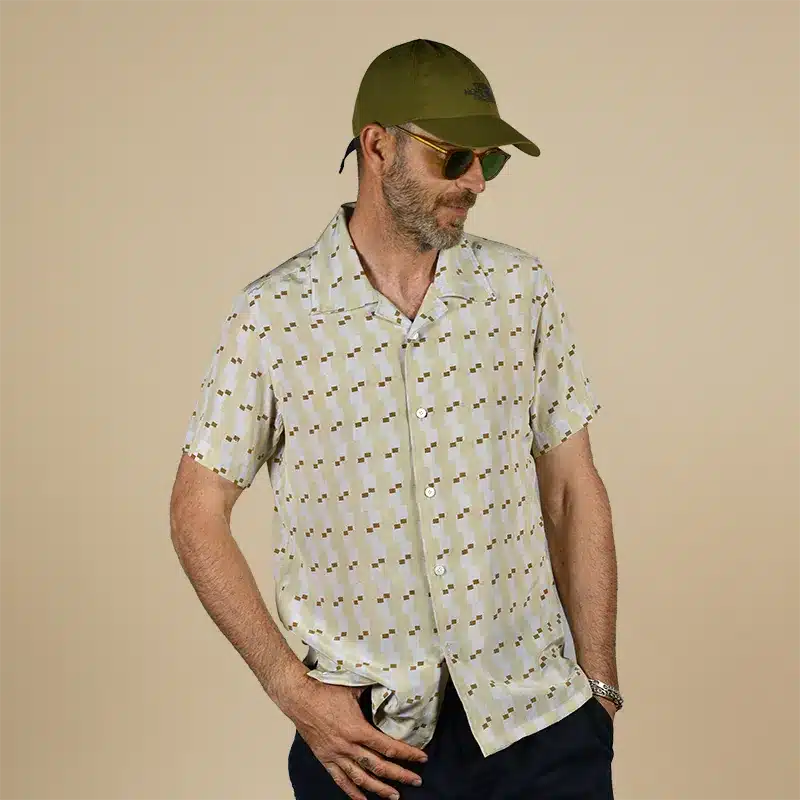 Cubist Echo Printed Silk Shirt by Stefano Cau