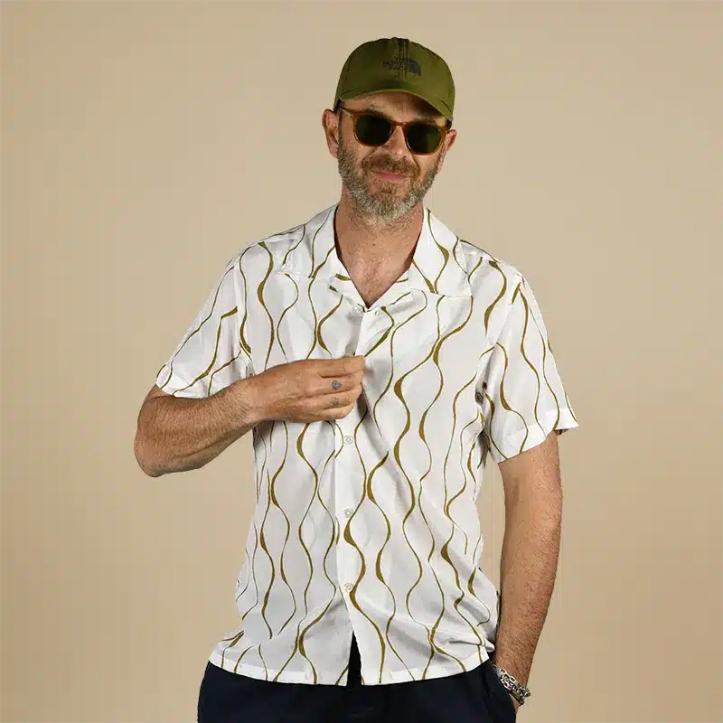 Grid Mirage Printed Silk Shirt By Stefano Cau