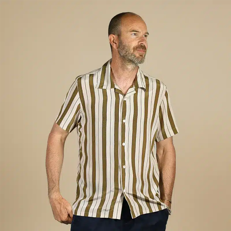 Bold Stripe Printed Silk Shirt by Stefano Cau
