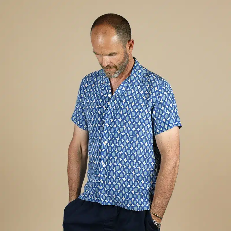 Sandstone Circuit Printed Silk Shirt by Stefano Cau