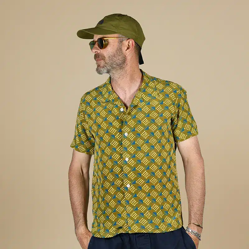Cubist Echo Printed Silk Shirt - Green