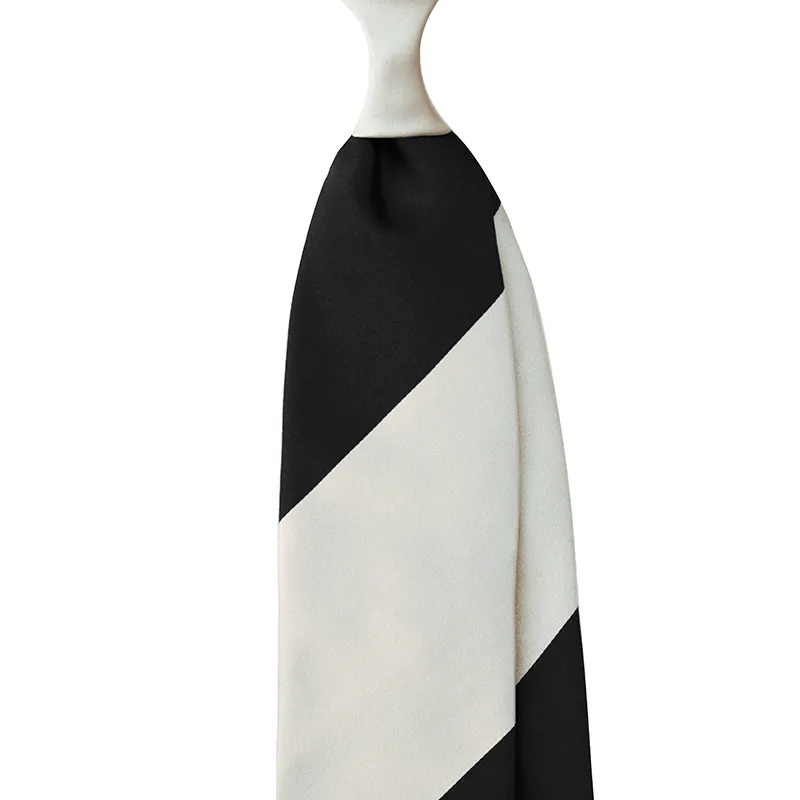 Block Stripe Silk Satin Tie – Black/White By Stefano Cau