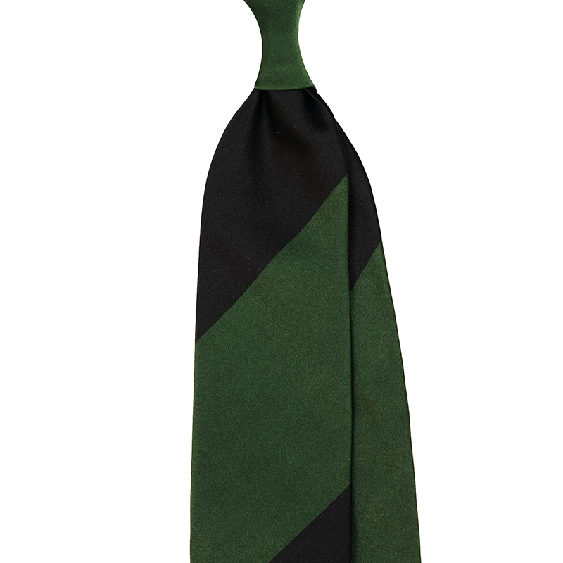 Panel Block Stripe Silk Satin Tie - Black/Green By Stefano Cau