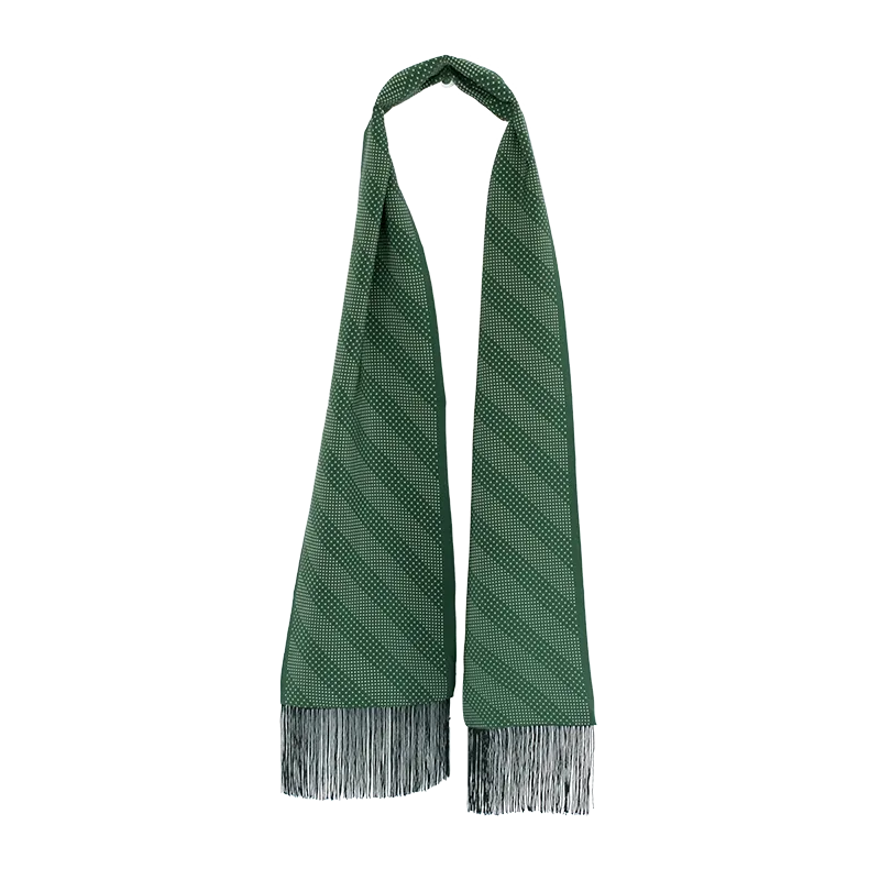 Diagonal Dot Printed Silk Under-Jacket Scarf - Green By Stefano Cau