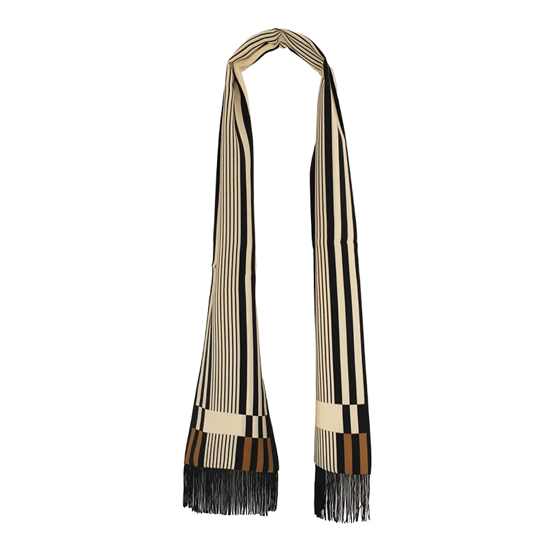 Jazz Line Printed Silk Under-Jacket Scarf - Brown By Stefano Cau